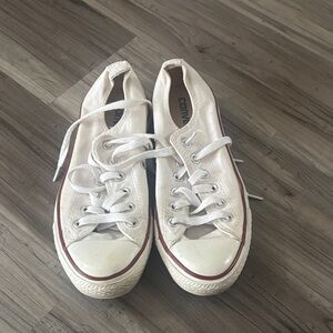 Converse Off-White Canvas Shoes with Red Accent